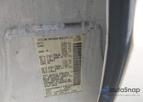 2019 Nissan Frontier Sv from USA, damaged, VIN 1N6AD0ER9KN776520